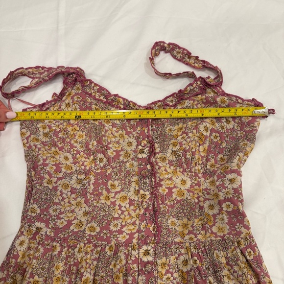Patrons of Peace Floral Maxi Dress Small Pink Yellow Boho Smocked Tiered Button - Picture 7 of 13